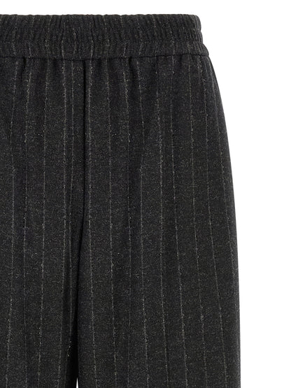 Brunello Cucinelli Micro Sequin Pinstripe Pants Gray