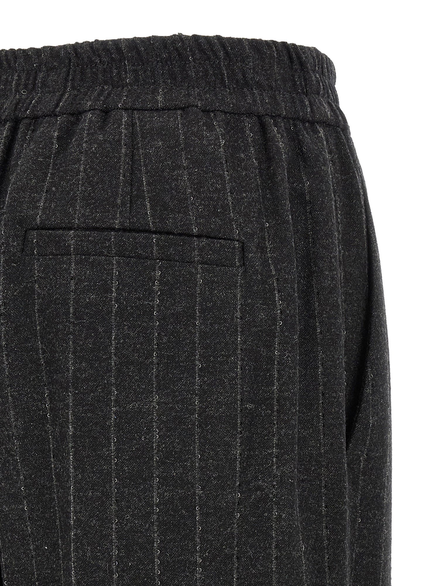 Brunello Cucinelli Micro Sequin Pinstripe Pants Gray