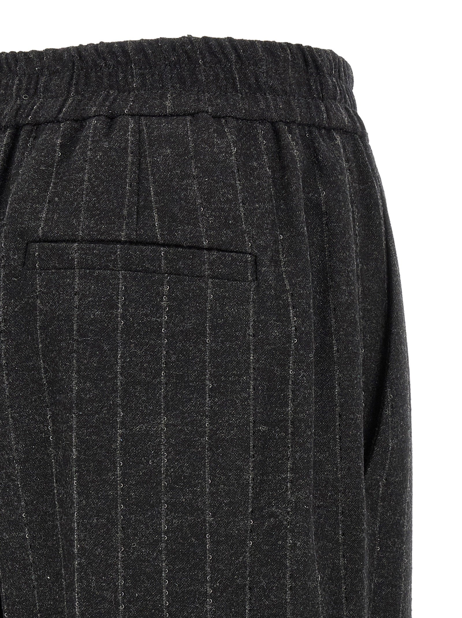 Brunello Cucinelli Micro Sequin Pinstripe Pants Gray