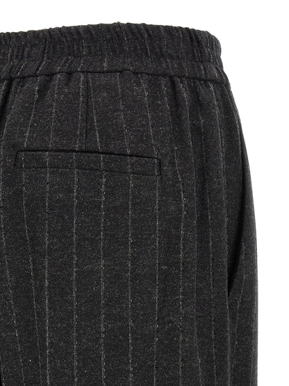 Brunello Cucinelli Micro Sequin Pinstripe Pants Gray