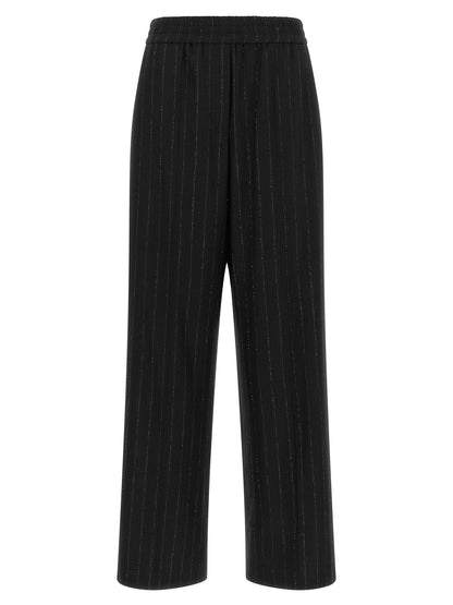 Brunello Cucinelli Micro Sequin Pinstripe Pants Blue