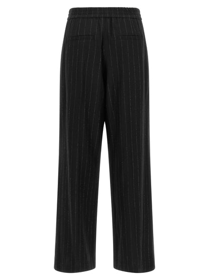 Brunello Cucinelli Micro Sequin Pinstripe Pants Blue
