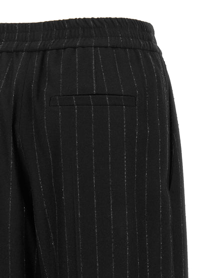 Brunello Cucinelli Micro Sequin Pinstripe Pants Blue