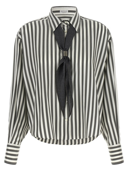 Brunello Cucinelli Shirt With Scarf Green