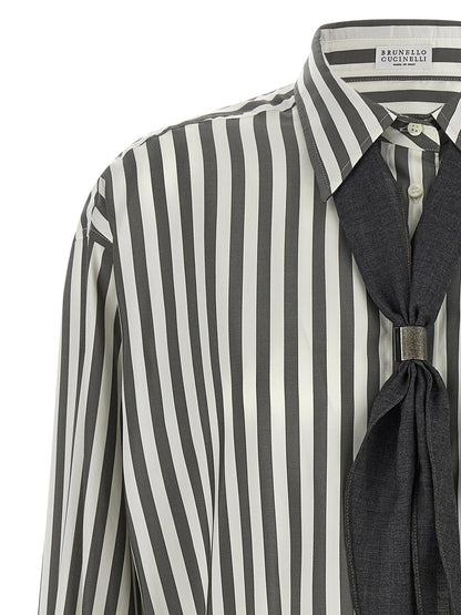 Brunello Cucinelli Shirt With Scarf Green