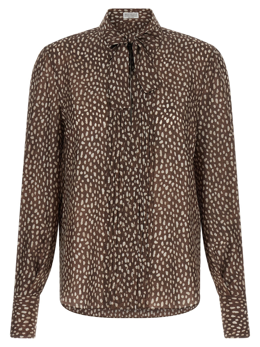 Brunello Cucinelli Lavallière Collar Shirt Brown