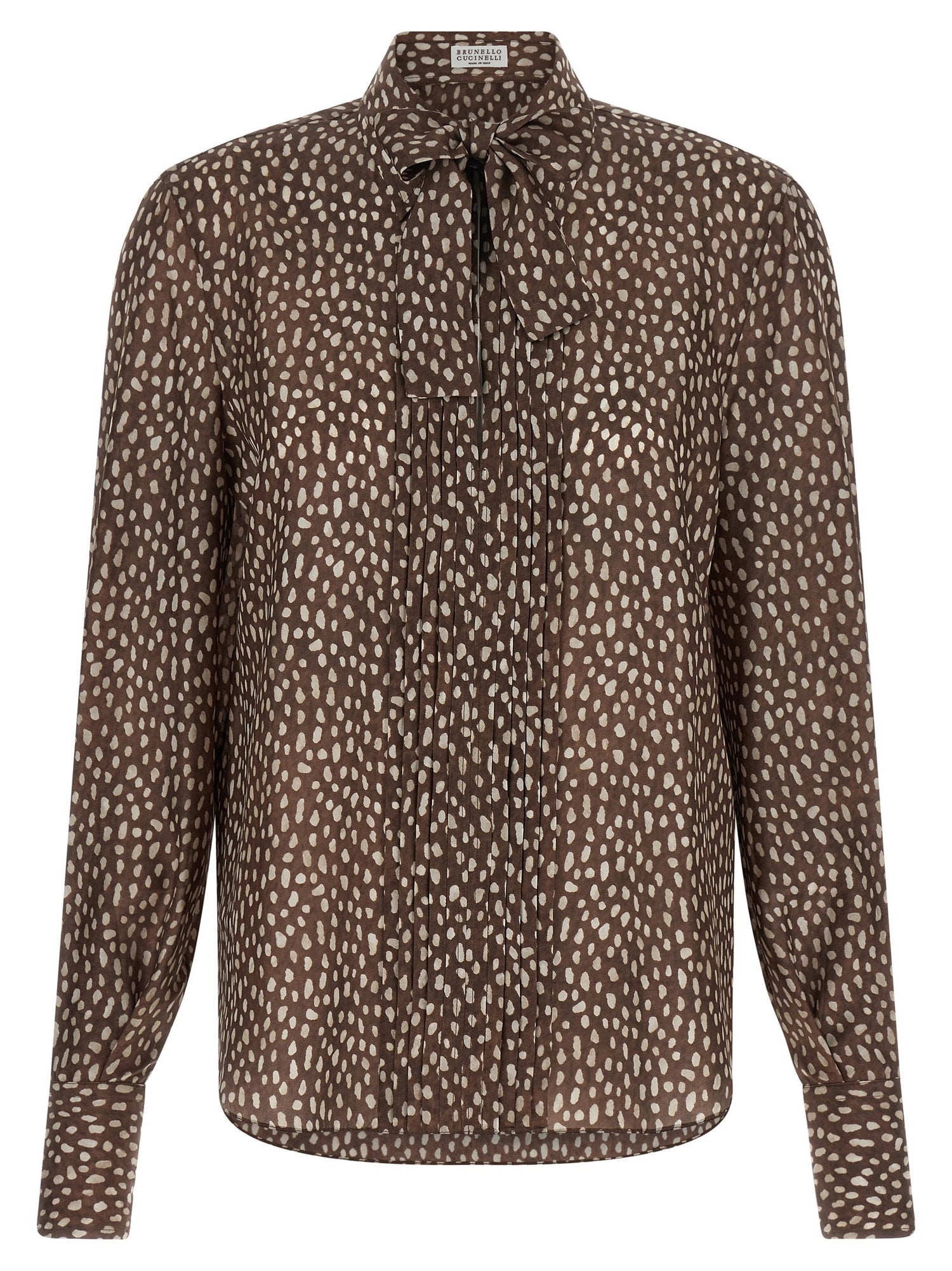 Brunello Cucinelli Lavallière Collar Shirt Brown