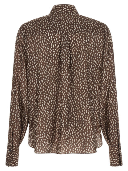 Brunello Cucinelli Lavallière Collar Shirt Brown