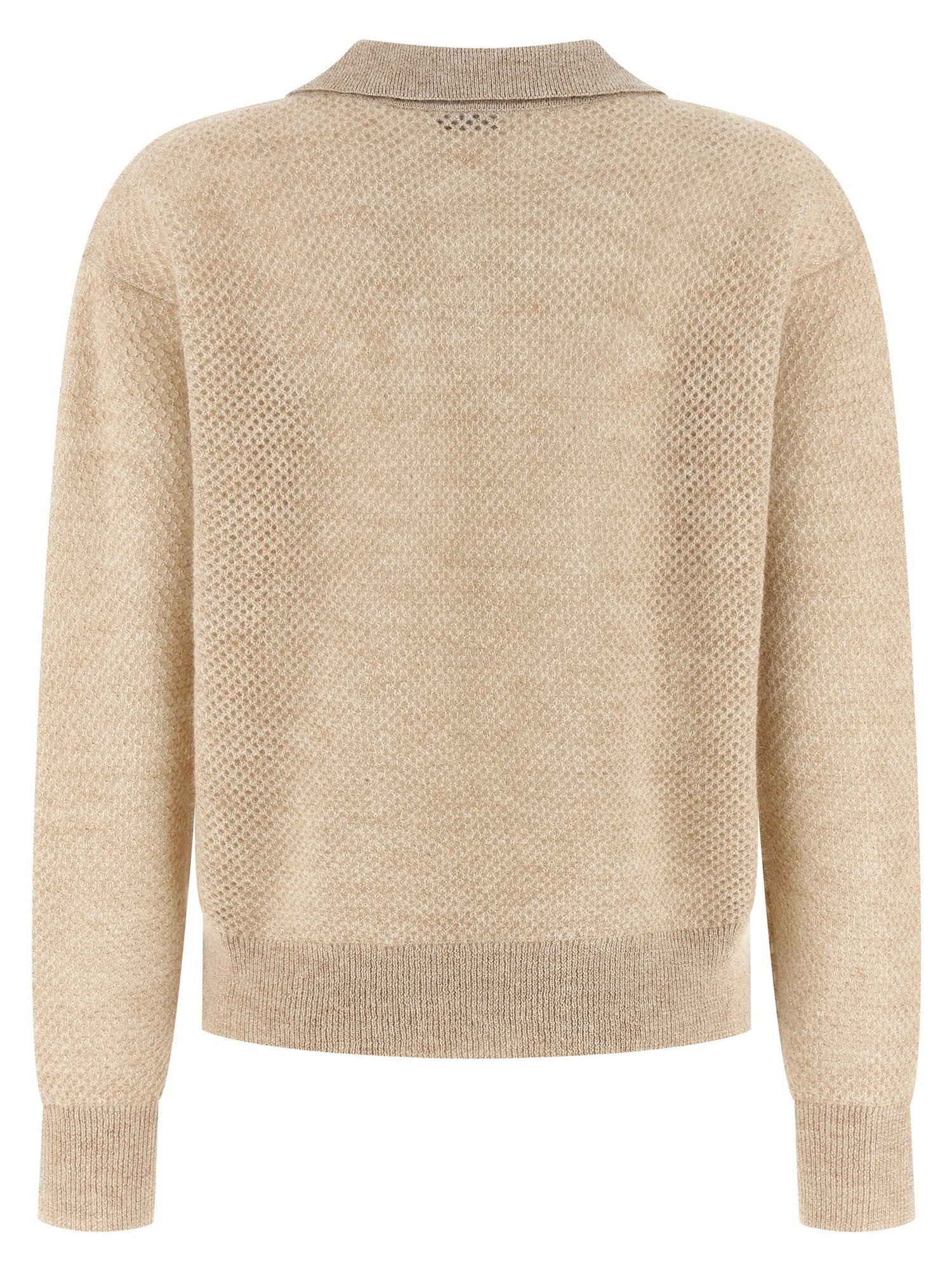 Brunello Cucinelli Waffle Processing Polo Shirt Gold