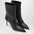 Aquazzura Black Leather Pointed Ankle Boots with Thin Heel Black