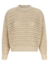 Brunello Cucinelli Dazzling Braids Sweater Beige