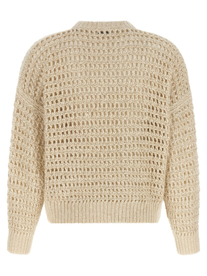 Brunello Cucinelli Dazzling Braids Sweater Beige