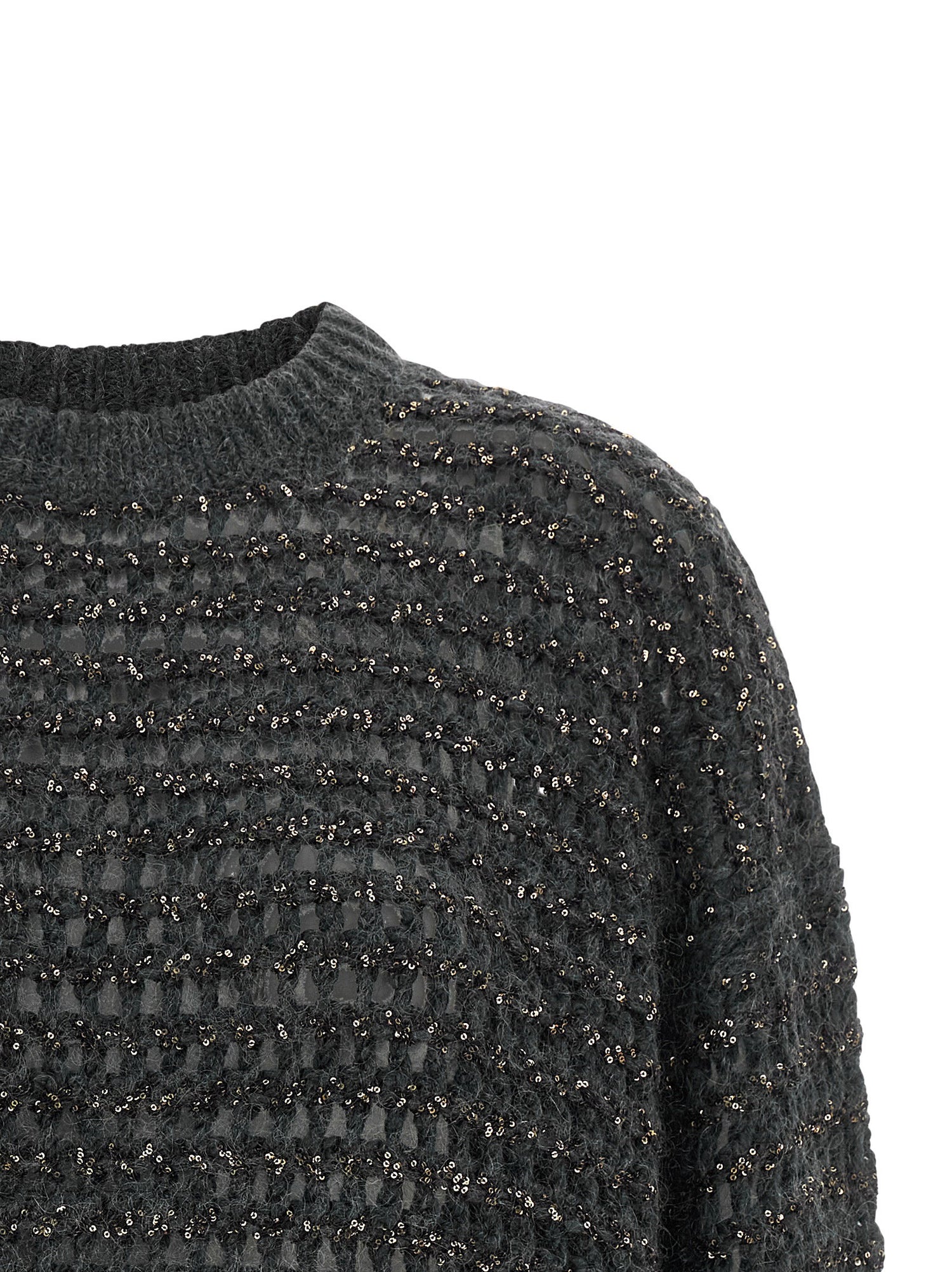 Brunello Cucinelli Dazzling Braids Sweater Gray