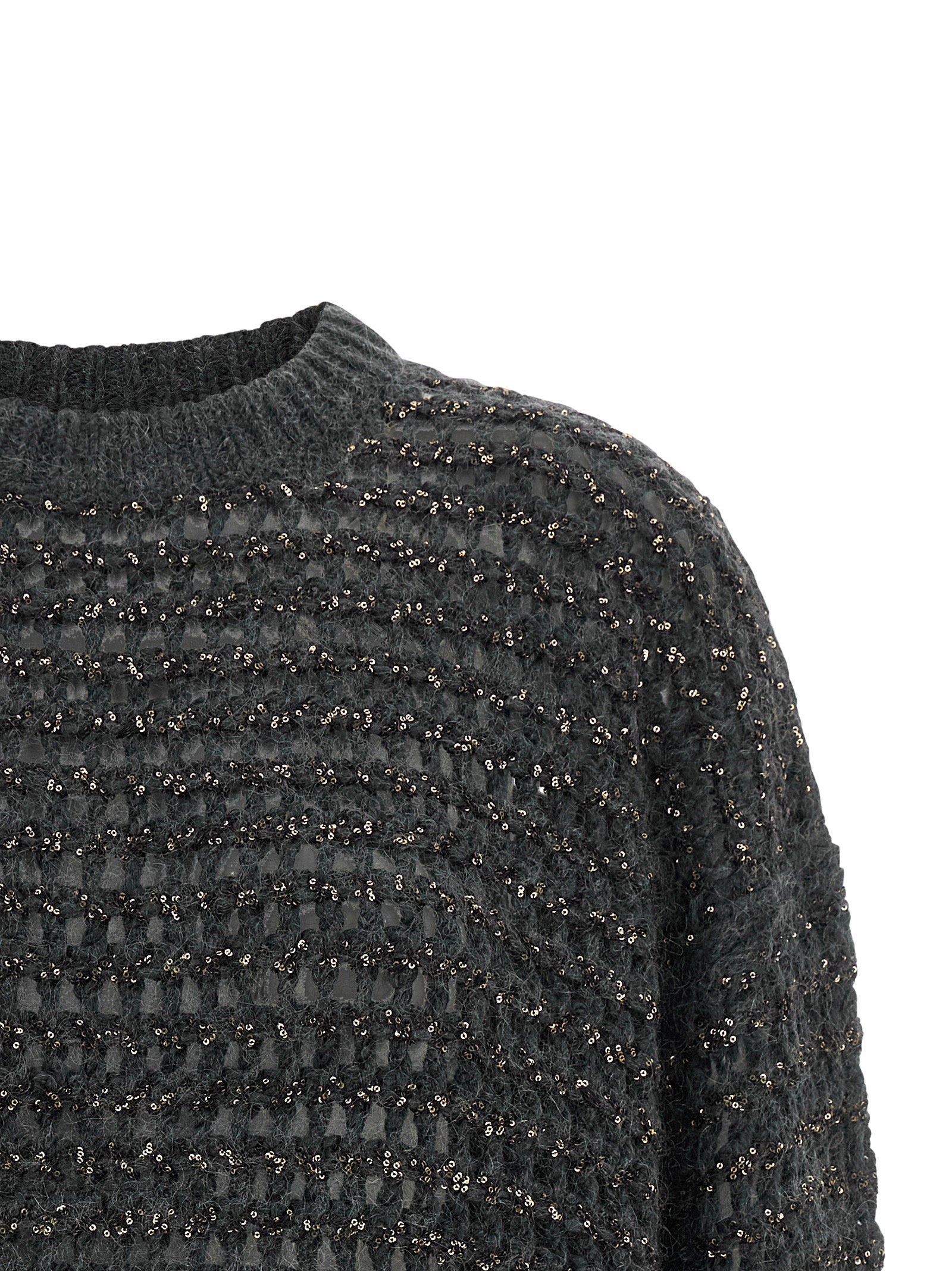 Brunello Cucinelli Dazzling Braids Sweater Gray