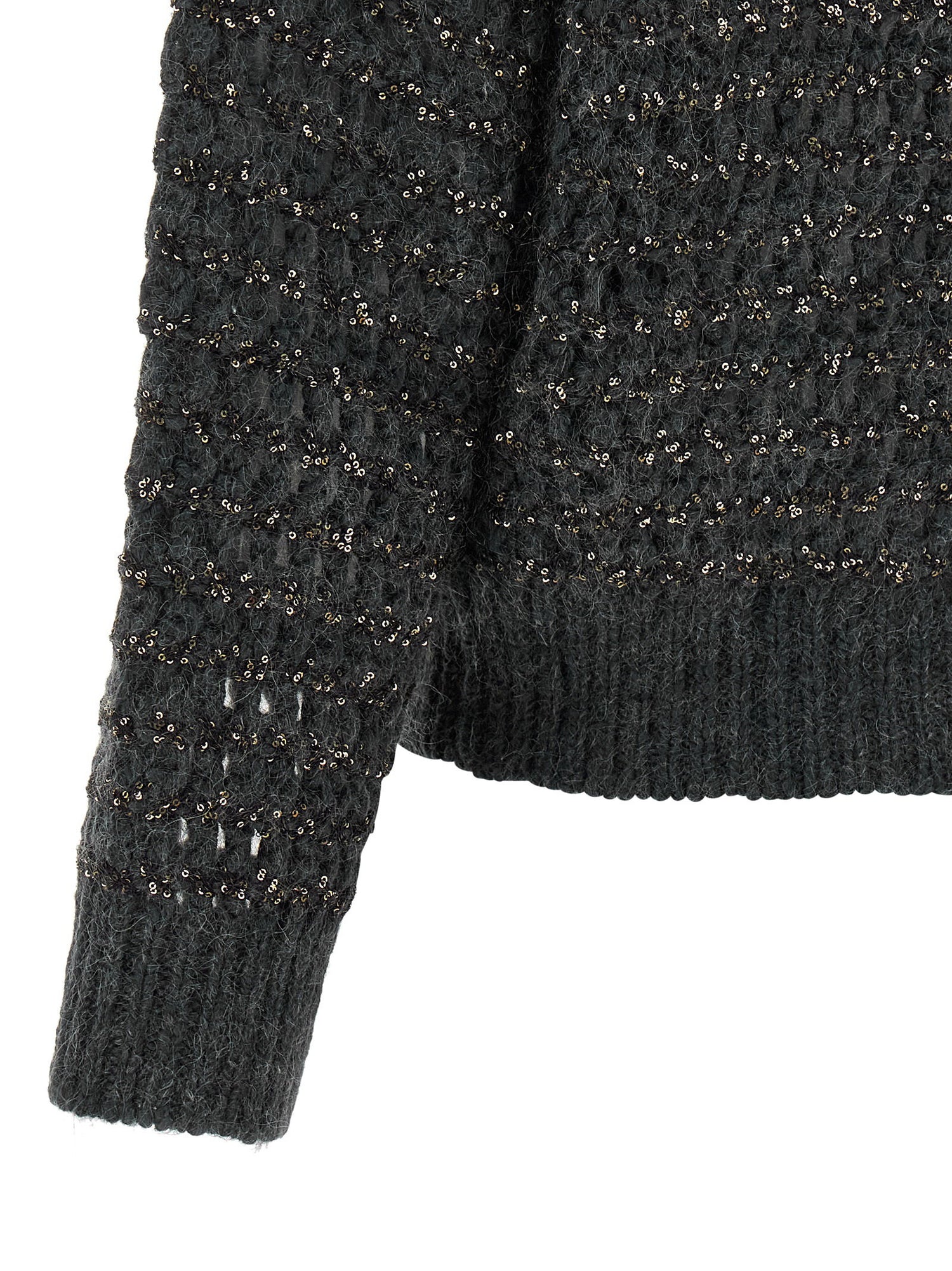 Brunello Cucinelli Dazzling Braids Sweater Gray
