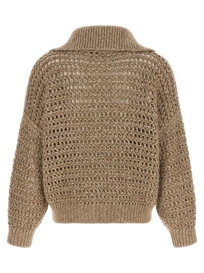 Brunello Cucinelli Dazzling Cardigan Beige