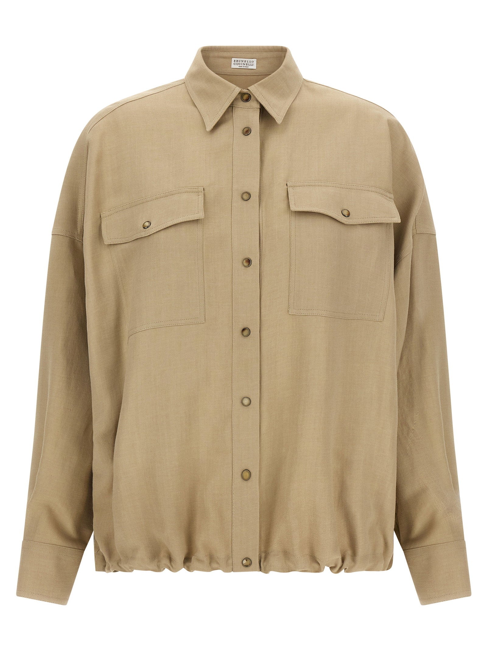 Brunello Cucinelli Fluid Twill Shirt Beige