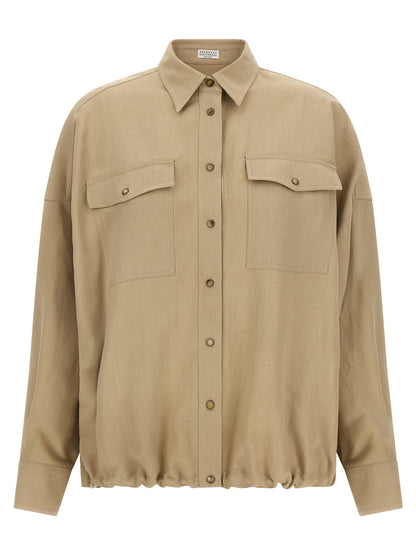 Brunello Cucinelli Fluid Twill Shirt Beige