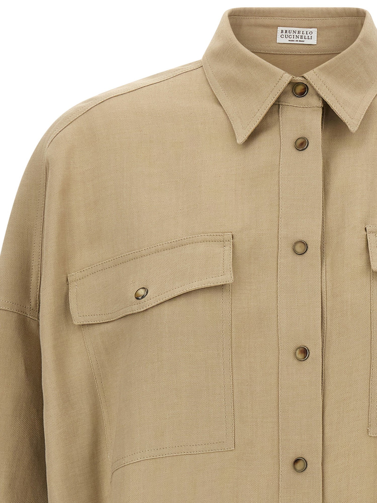 Brunello Cucinelli Fluid Twill Shirt Beige
