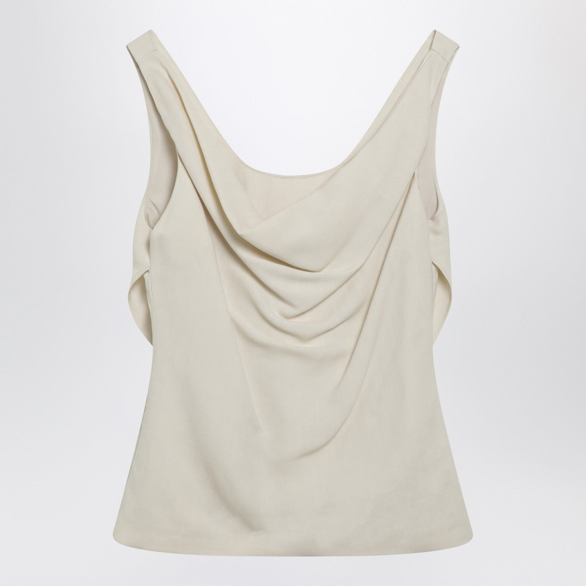 Brunello Cucinelli Fluid Twill Draped Top White