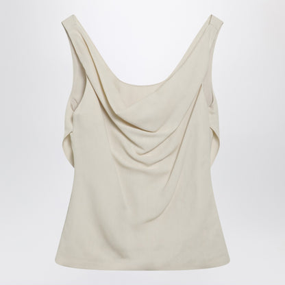 Brunello Cucinelli Fluid Twill Draped Top White