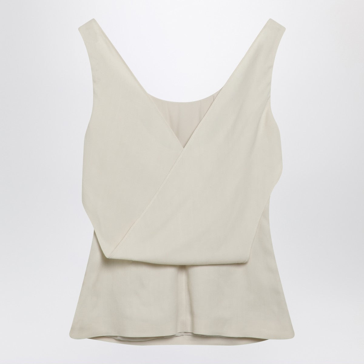 Brunello Cucinelli Fluid Twill Draped Top White