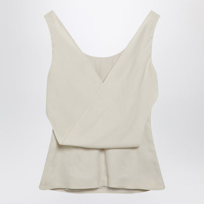 Brunello Cucinelli Fluid Twill Draped Top White