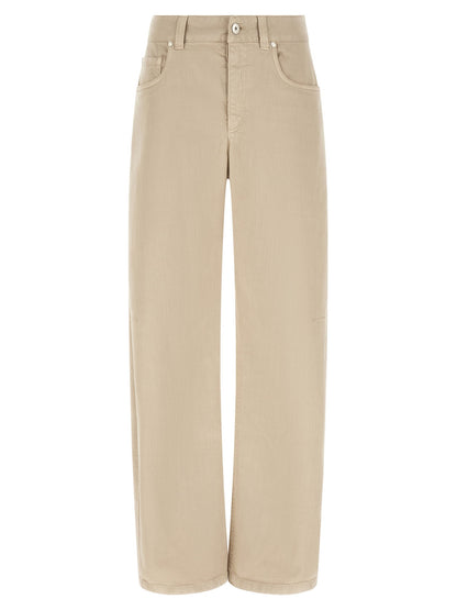 Brunello Cucinelli Garment-dyed Jeans Beige