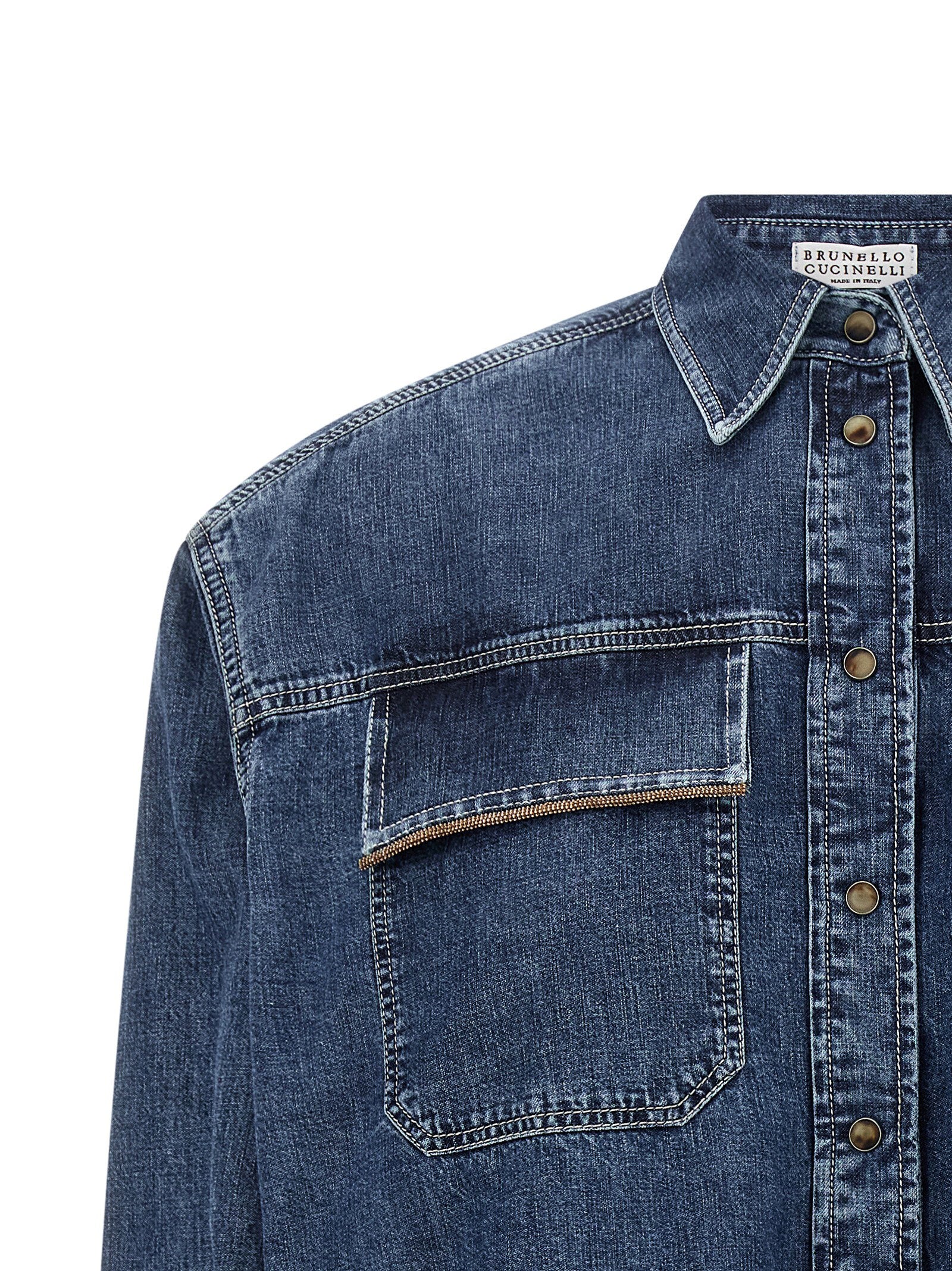 Brunello Cucinelli Shiny Pockets Shirt Blue