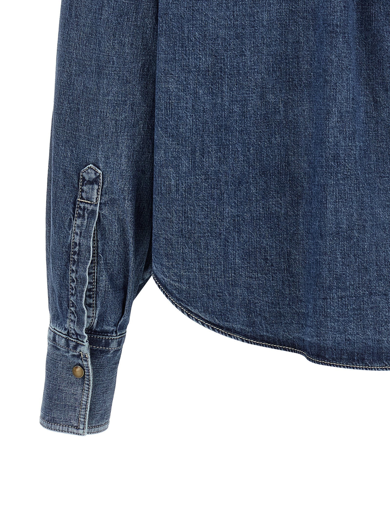 Brunello Cucinelli Shiny Pockets Shirt Blue