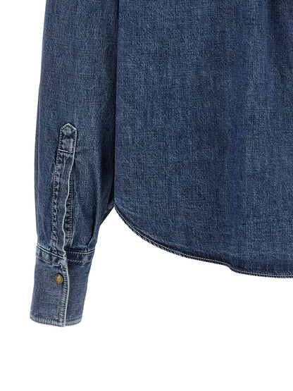 Brunello Cucinelli Shiny Pockets Shirt Blue