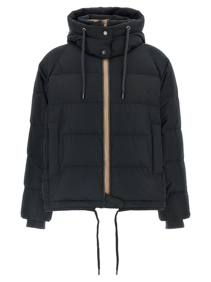 Brunello Cucinelli Down Jacket With Knit And Jewel Details Black  