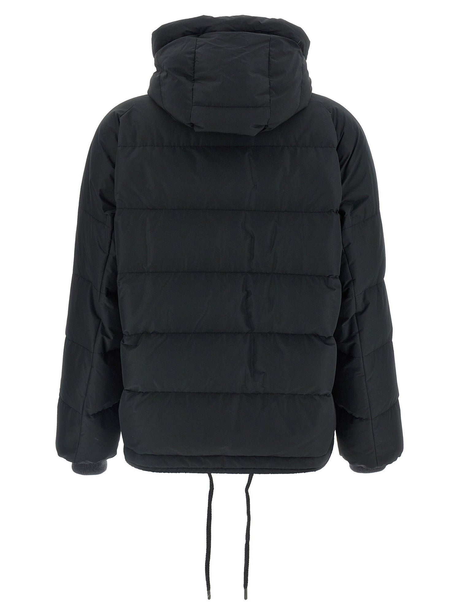Brunello Cucinelli Down Jacket With Knit And Jewel Details Black  
