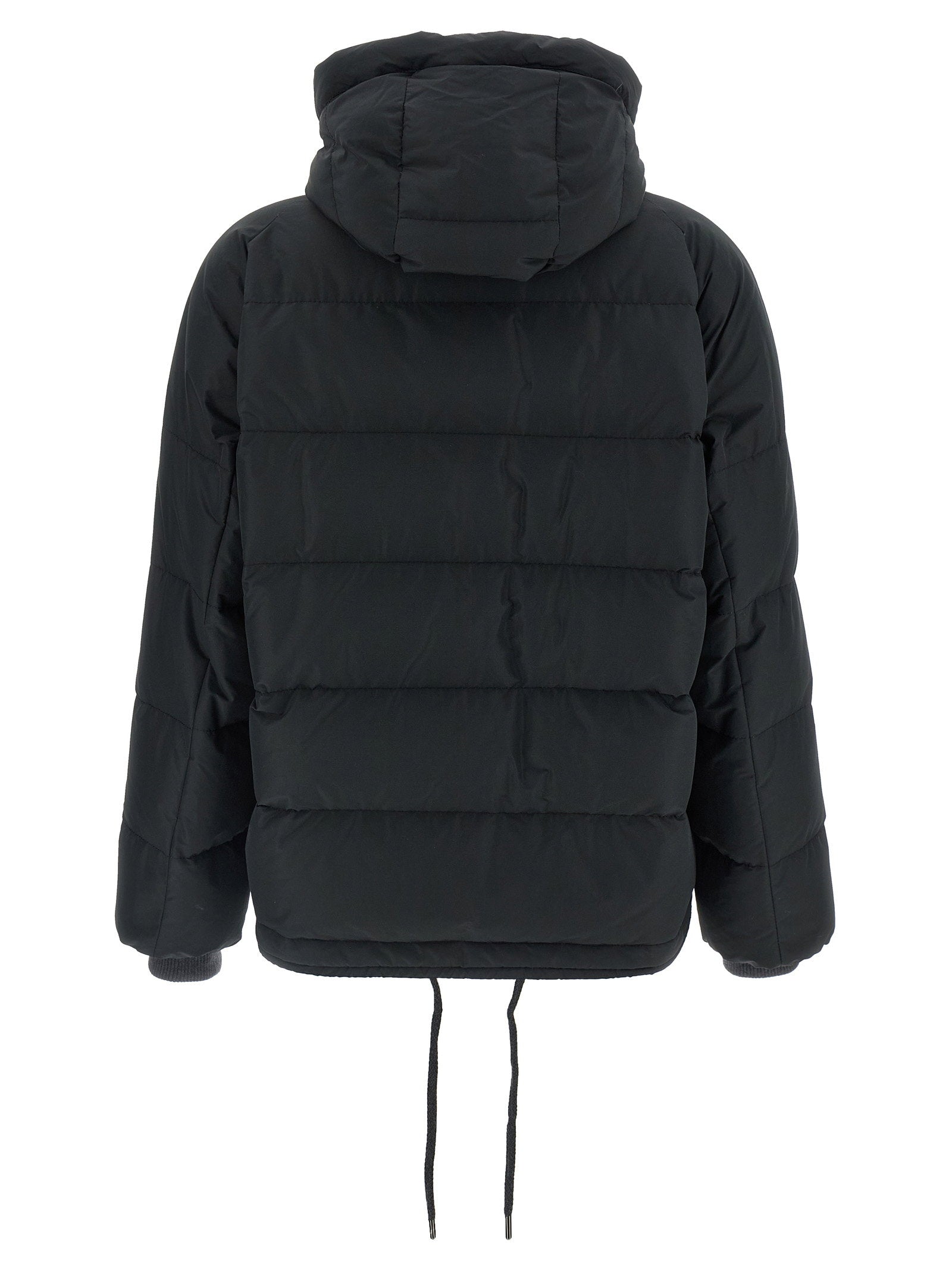 Brunello Cucinelli Down Jacket With Knit And Jewel Details Black  