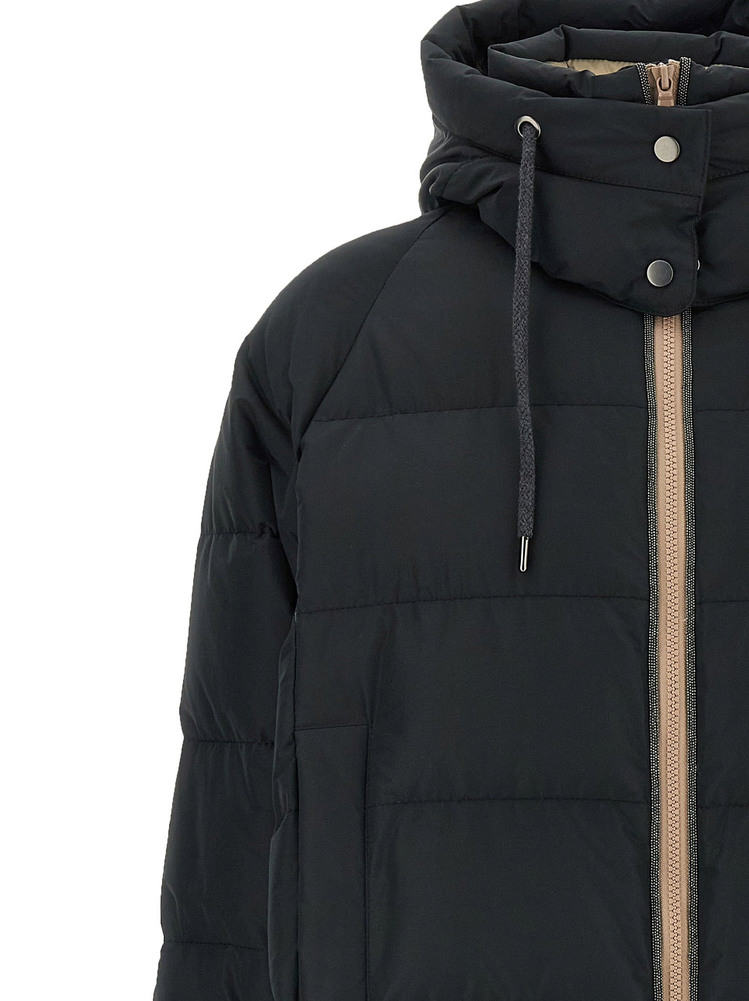 Brunello Cucinelli Down Jacket With Knit And Jewel Details Black  