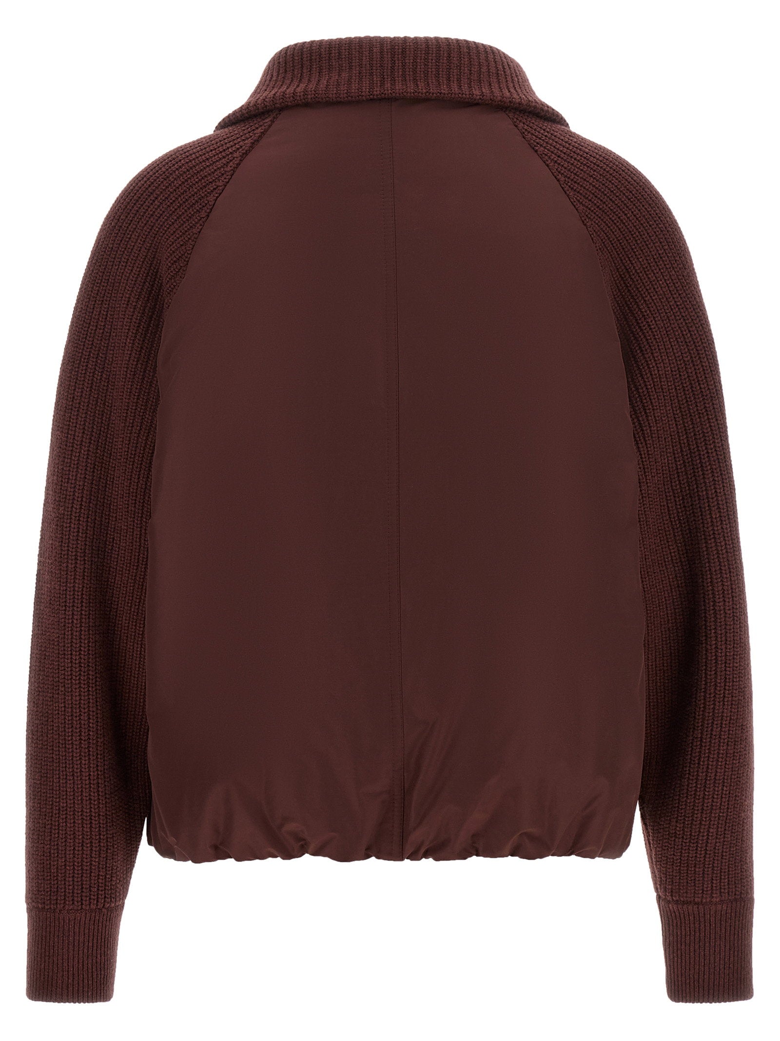Brunello Cucinelli Shiny Zipper Pull Down Jacket Bordeaux