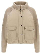 Brunello Cucinelli Knit Insert Down Jacket Beige