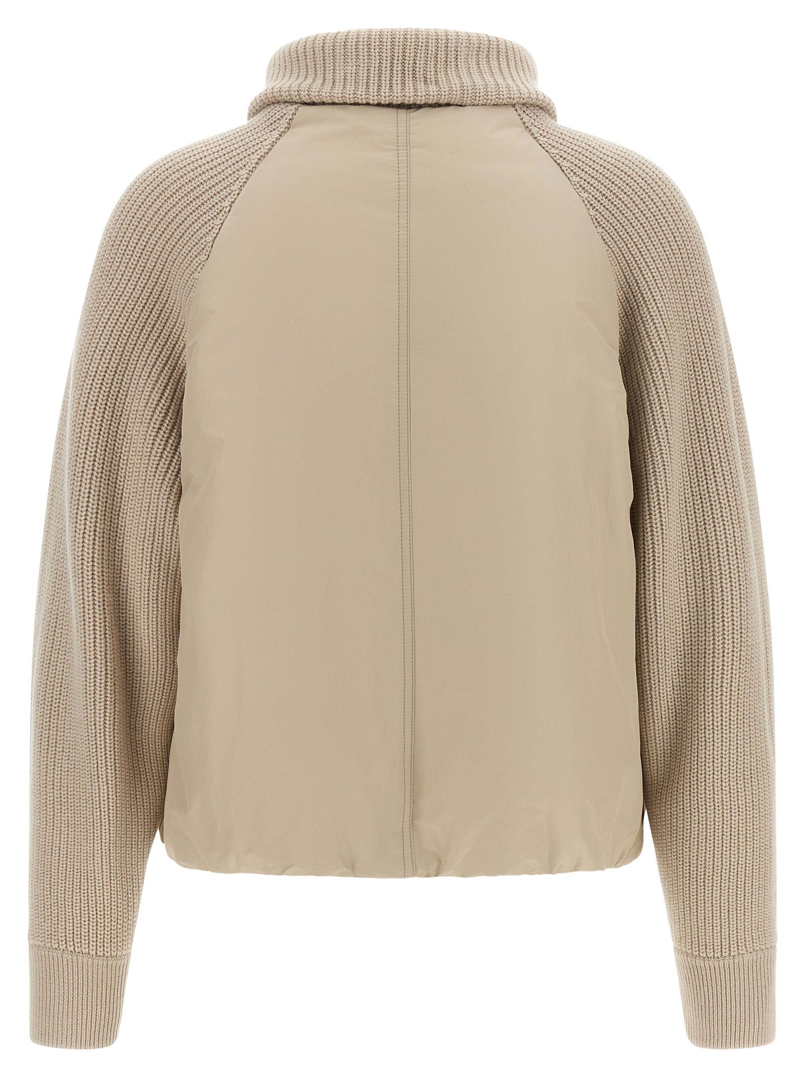 Brunello Cucinelli Knit Insert Down Jacket Beige