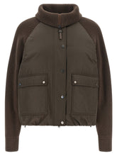Brunello Cucinelli Knit Insert Down Jacket Brown