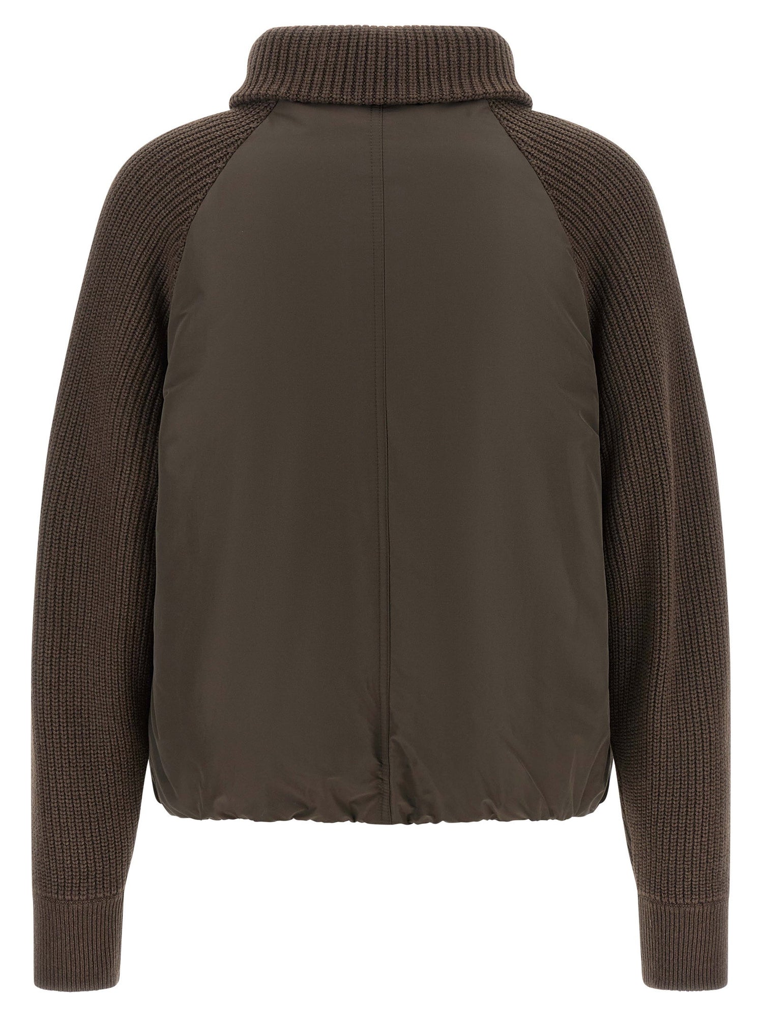 Brunello Cucinelli Knit Insert Down Jacket Brown