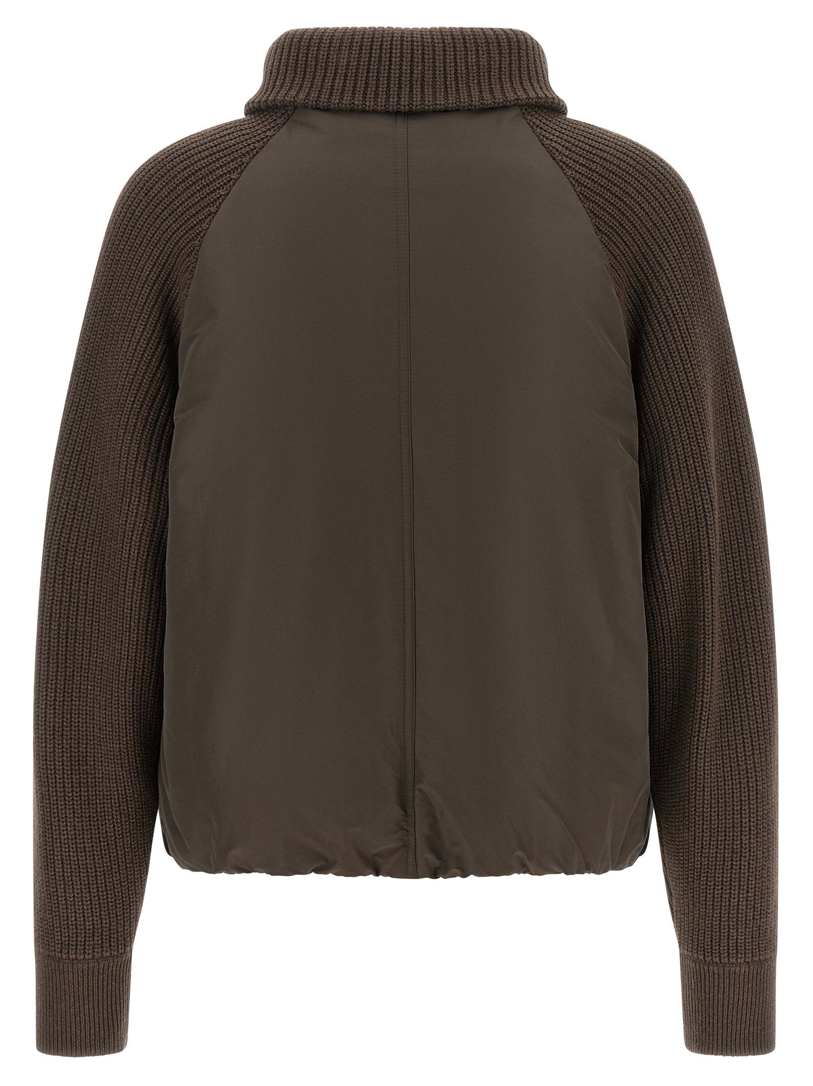 Brunello Cucinelli Knit Insert Down Jacket Brown