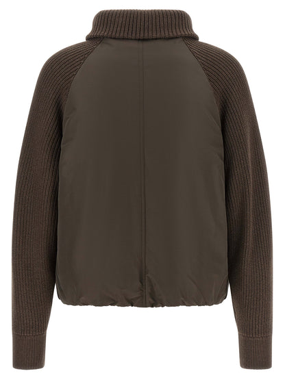 Brunello Cucinelli Knit Insert Down Jacket Brown
