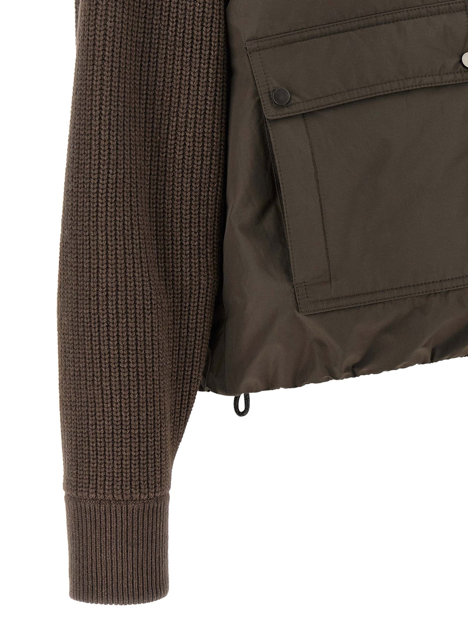 Brunello Cucinelli Knit Insert Down Jacket Brown