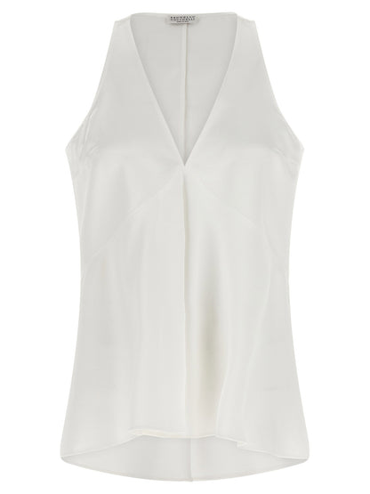 Brunello Cucinelli Top Twill Fluid White