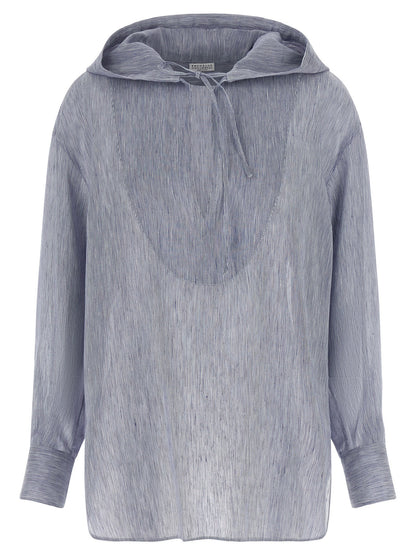 Brunello Cucinelli Hooded Shirt Light blue