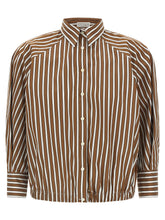 Brunello Cucinelli Shadow Striped Shirt Brown