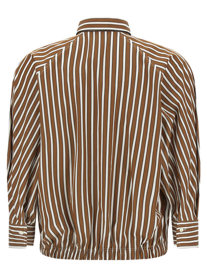 Brunello Cucinelli Shadow Striped Shirt Brown