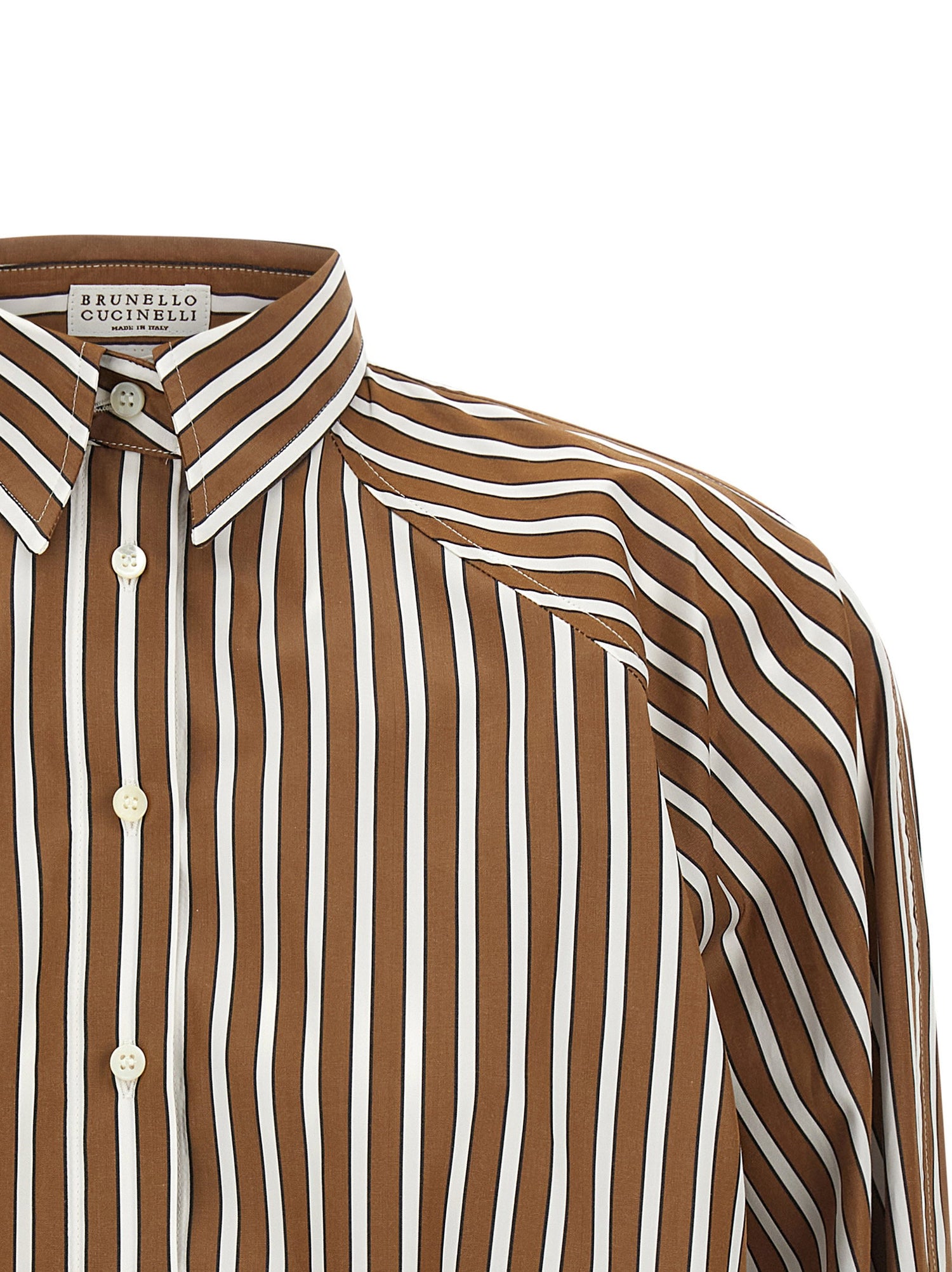 Brunello Cucinelli Shadow Striped Shirt Brown