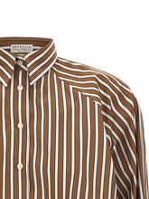 Brunello Cucinelli Shadow Striped Shirt Brown