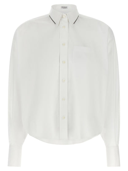 Brunello Cucinelli Shiny Trim Shirt White